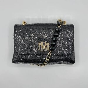 Badgley Mischka Glittering Black Sequin Clutch